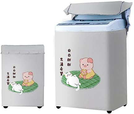 Odot Funda Lavadora de Carga Superior Funda, Lavadora Exterior Impermeable con Cremallera para Lavadora y Secadora de Carga Superior (M Capacidad 5,6-6,5 kg,Cerdo rosa)