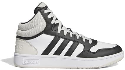 adidas Homme Hoops 3.0 Mid Lifestyle Basketball Classic Vintage Shoes Chaussures, Cloud White/Core Black/Orbit Grey, 45 1/3 EU