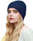 ROYBENS Damenmütze mit Satin gefüttert, Wollstrick, mit Bündchen, warme Wintermütze, Fischermütze, Damen, weiche Totenkopfkappe, Unisex, 1 Stück - Marineblau, 6-7 5/8