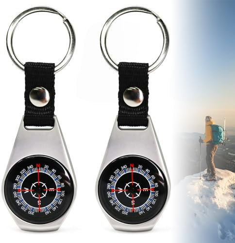 Kompass-Schlüsselanhänger,Taschenkompass Tragbarer Kompass Vintage Outdoor Tragbar Wasserdichter Taschenkompass aus Zinklegierung Mini-Schlüsselanhänger Kompass für Werkzeuge Navigation im Freien (2)