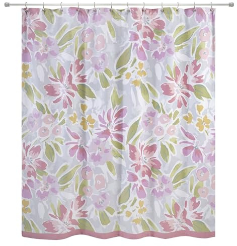 Izod - Shower Curtain, Soft Cotton Blend Twill Shower Curtain, Machine Washable, Floral Home Decor, 72 x 72 (Catalina)