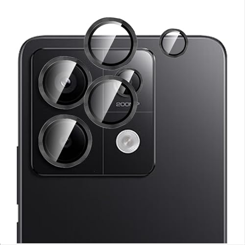GIOPUEY [Full Protection Camera Lens Protector Compatible with Redmi Note 13 Pro 5G,[Double protection] Metal + Tempered Glass, Camera Protector - black