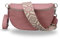 ADEL Bauchtasche Damen Echtleder Emma Silber Handgemachte Umhängetasche Crossbody Bag mit Optionalen Breiten Gemusterten Riemen Stylische Hüfttasche Made in Italy (Altrosa-Silber 2, Large)