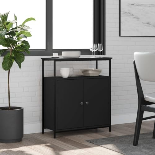 WRJENFSC Schrank Wohnzimmer Dekorative Lagerschränke Küchenlagerschränke Sideboard Schwarz 70x30x80 cm Holzwerkstoff Geeignet für Esszimmer, Korridor, Wohnzimmer, Schlafzimmer