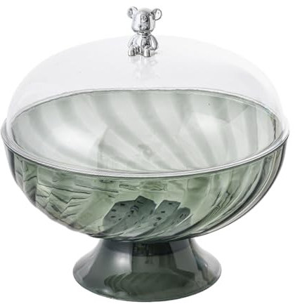 LOVIVER Pedestal Decorative Fruit Bowl with Lid - Round Countertop Basket for Party Wedding Displaying Fruit Vegetable Dessert Snacks Bread, Green