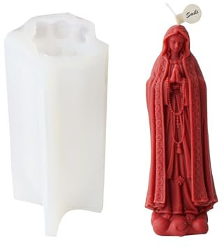 JS MOLD Stampo in silicone per candele Madonna, 3D, stampi in silicone, per candele, fai da te (15,5 x 7,2 cm)