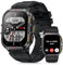 Aoekne Smartwatch Herren Militär mit Telefonfunktion, 1.96'' Fitnessuhr mit 100+ Sportmodi Herzfrequenz SpO2 Schlafmonitor Schrittzähler Wasserdicht Smartwatch für iOS Android
