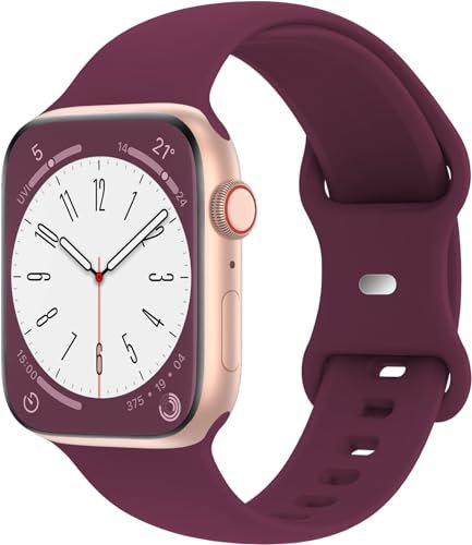 BBZ Silicone Sport Correa Compatible con Apple Watch 38mm, 40mm, 41mm, 42mm, 44mm, 45mm, 49mm - Soft Strap for Series 9, 8, 7, 6, 5, 4, 3, 2, 1 SE