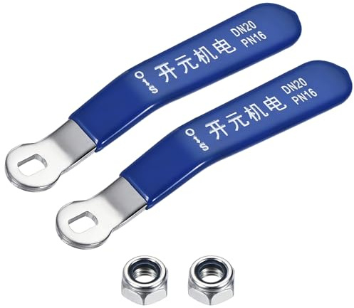 YOKIVE 2 Stück Hebelgriff Eisen verchromt Ersatz Vierteldrehung DN20 Blau | Mit Kunststoff-Vinyl-Griffen, Ideal für Kugelhahn