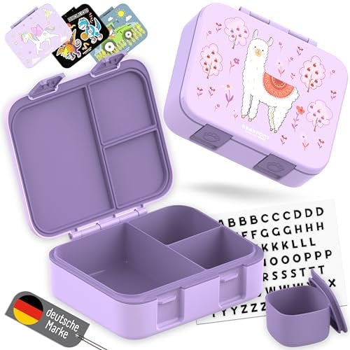 BEARFOOT Bento Box COMPACT | BPA-freie Kinder Brotdose für Schule & Kindergarten | Auslaufsichere Lunchbox für Mädchen & Jungen | Praktisch, leicht & kompakt (Lama-lila, 1.000ml)