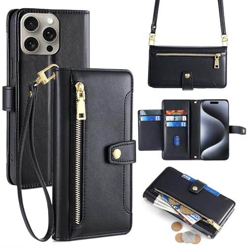 Lucyliy Handyhülle für Blackview A80 Pro, Kompatibel mit Blackview A80 Pro Hülle Case Handyhülle Schutzhülle [6 Kartenfächer + 1 Geldklammer + 1 Brieftasche] yHMGK6-black
