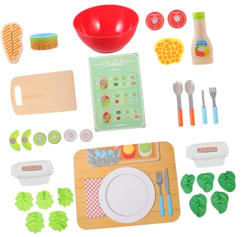 Abaodam Holzspielzeug Für Teiliges Essen Inklusive Obst Gemüse Und Salatzutaten Ideales Zubehör Für Spielküche Und Rollenspiele Geeignet Für Ab Jahren
