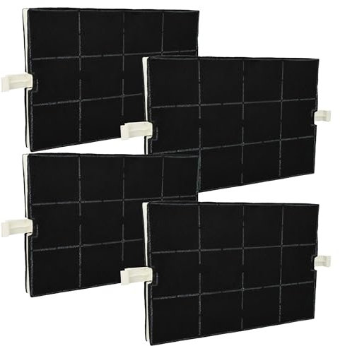 vhbw 4x filtro de carbón activado compatible con Balay 3BI897 C, 3BD898XP campanas cocina - 36,7 x 20,0 x 2,4 cm