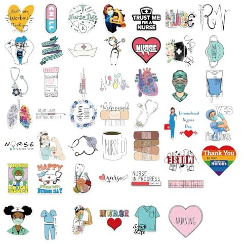50 Stk Krankenschwester Aufkleber Anime Tag Der Motivations Vinyl Wasserdichte,Arzt Doktor Sticker Medizinische Geschenke Gesundheitspersonal Therapie Zubehör Lustige nurse accessories für Laptop