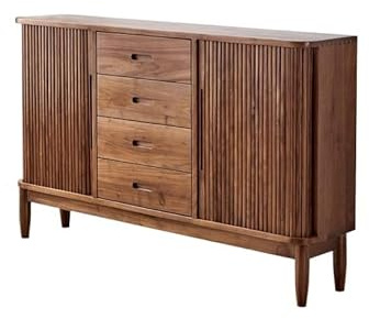 SFANIIX Stores enrouleurs de Style Japonais, Bar en Bois Massif Noyer Noir, Meuble Rangement latéral, Salon, entrée, Couloir, décoratif for Le vin Buffet avec Rangement(140x45x81cm)