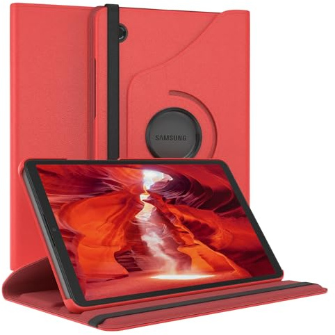 EAZY CASE - Tablet Hülle für iPad Samsung Galaxy Tab A11 Schutzhülle 8,7 Zoll Smart Cover Tablet Case Rotationcase zum Aufstellen Klapphülle 360° drehbar mit Standfunktion Tasche Kunstleder Rot