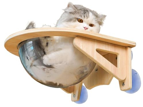 Caverne De Fenêtre À Ventouse - Étagères Murales pour Chat | Grotte pour Animaux De Compagnie | Fenêtre À Ventouse Transparente À Bulles pour Salon, Maison, Appartement, Cuisine