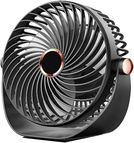 SHINER Ventilateur de Bureau, Mini Ventilateur de Table Portable à 5 vitesses, Rechargeable par USB, Silencieux, Flux d'air Puissant, Rotation à 360° Pour Maison, Chambre, Voiture en Plein Air