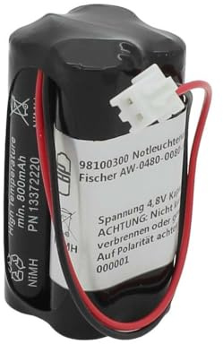 Batteria NiMH 4,8 V 800 mAh F2 X 2 Micro AAA con cavo da 100 mm e connettore sostituisce Fischer AW-0480-0080-AAA-NM01