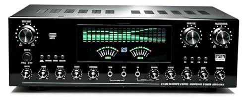 RKXKJ Amplificateur Audio 1800 W, Amplificateur Bluetooth 6.0, Récepteur AV 7.1 Canaux, Entrées Optique/coaxiale/USB, Entrées Micro, Karaoké, pour Enceintes Home Cinéma