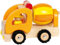 goki 55926 - Betonmischer aus Massivholz, Figur, Robustes Baustellenfahrzeug mit Gummireifen, gelb, drehbarer Mischer, Kinderspielzeug ab 2 Jahre