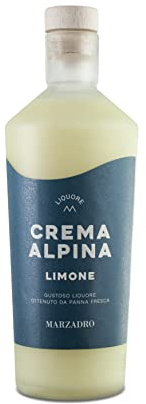 Marzadro Crema Alpina - Limoncino (Zitrone) 0,7 | Samtiger Zitronenlikör aus frischer Trentiner Sahne – handwerklich destilliert im Herzen der Alpen