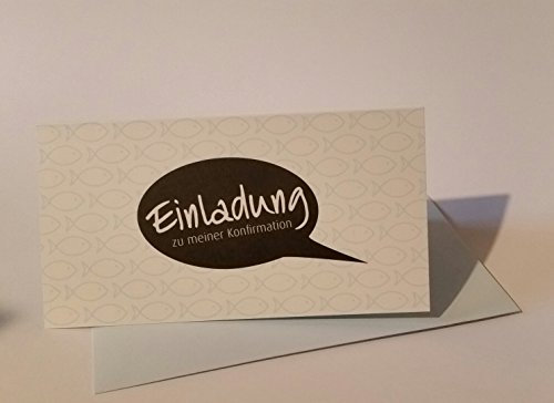 Hochwertige Einladungskarten zur Konfirmation aus Naturpapier 5 Stück Sprechblase „Einladung zur Konfirmation“ mit Innentext C6 lang