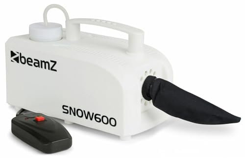BeamZ SNOW600 Schneemaschine, 600 Watt kleine Schnee Maschine mit Kabelfernbedienung, Snow Machine mini Schneekanone Garten, Party Gadget, Winter Simulation