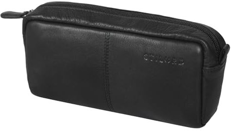 STILORD 'Spencer' Leder Federmappe Vintage mit Reißverschluss Kosmetiktasche Organizer Stiftemappe Schlamperrolle Schlampermäppchen Etui Echtes Leder, Farbe:schwarz