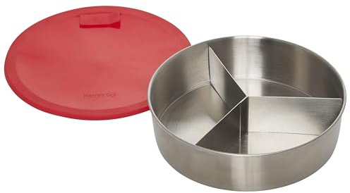 Instant Pot™ Backform und Aufbewahrungsbox mit Deckel, Edelstahl Backform Rund, Vielseitige Aufbewahrungsbox mit Deckel aus Silikon, Boxen Aufbewahrung mit Entnehmbarer Unterteilung, ⌀ 18cm (5cm hoch)