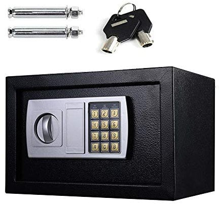 Fireproof 8.5L Electronic Password Security Safe Money Cash Deposit Box Office Home Safe Password Key Anti-theft Safe Box Wall Mounted Home Safety Security Lock Boxes 4.8KG