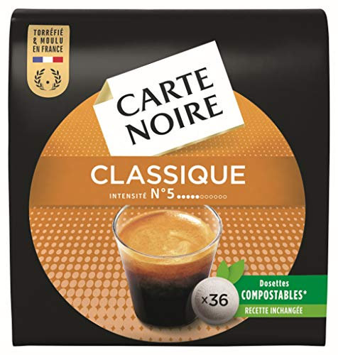 Carte Noire, Classique N°5, Café en Dosettes Compostables, 360 Capsules Compatibles avec les Machines à Café Senseo, Notes Profonds et Suaves, 100% Arabica, Intensité 5, 10 Paquets de 36 Dosettes