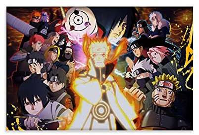 JKLM Naruto Papier peint Poster décoratif sur toile pour chambre à coucher 50 x 75 cm