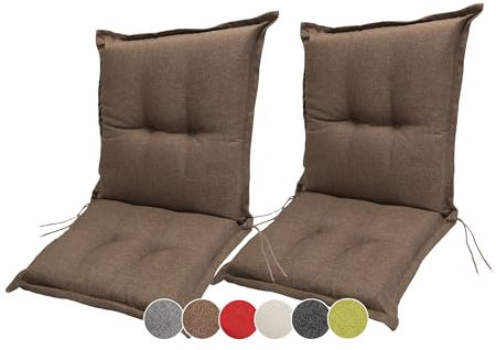 sunnypillow Stuhlauflagen Niedriglehner 100 x 50 (2er Set) - Gartenstuhlauflage Extra Dicke 9 cm - Auflage für Gartenmöbel UV-Lichtecht, Wasserdicht - Outdoor Stuhlkissen für Gartenliegen - Braun