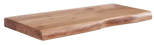 Wohnling Wandregal mit Baumkante Akazie Massivholz 60 cm, Design Schweberegal Wandboard Massiv, Regal Holz Natur, Landhausstil Hängeregal