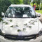 Autoschmuck Hochzeit Motorhaube Saugnapf, Hochzeitsdeko Auto Blumen, Deko Hochzeitsauto Vintage, Auto Hochzeitsschmuck Set mit Autoschleifen Spiegel Blumenstrauß Kunstblumen Rosen Tüll (Weiß)