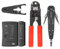 deleyCON Netzwerk Werkzeug Set 4-teilig mit Tasche LSA Auflegewerkzeug Abisolierzange Kabeltester Crimpzange für IT Computer Netzwerk LAN CAT Werkzeug RJ11 RJ12 RJ45 Schwarz Rot