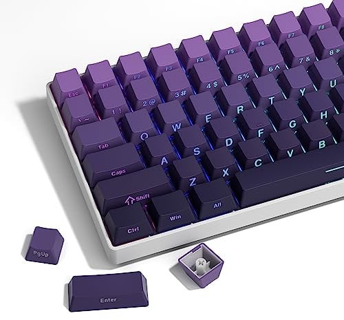 XVX Side Print Keycaps - Shine Through Keycaps, PBT Double Shot Custom Keycap Set, 136 Keys Gradient Purple Keycaps, OEM Profile Keyboard Keycaps for Cherry Gateron MX Switches Keyboard