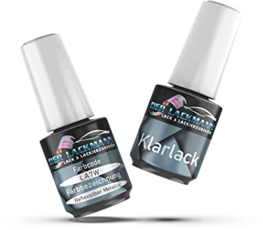 Der Lackmann Autolack Lackstift-Set für VW & Audi LA7W Reflexsilber Metallic A7W Autolack + Klarlack 20ml Pinsel 40 ml