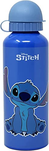 Disney Stitch Bouteille Réutilisable, Design Aluminium Résistant, Gourde pour Fille, Bouteille D'eau, Gourde Voyage, Capacité 500 ml (Bleu)