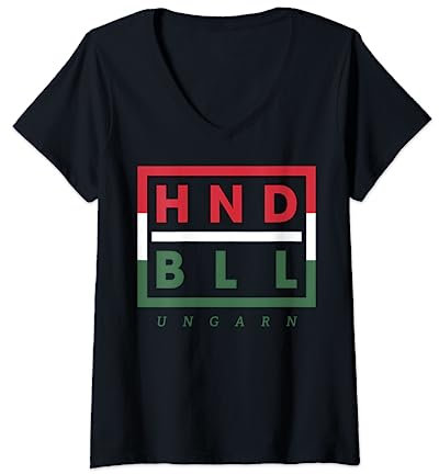 Damen Ungarn Fan Trikot - HNDBLL Handballer Geschenk T-Shirt mit V-Ausschnitt