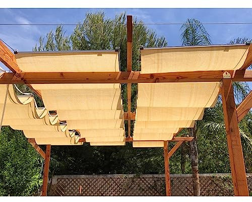 Patio Pergola Shade Cover - Retractable Wave Sun Shade Canopy - Schatten Segel Markise Für Outdoor Pergola Porch Garden Deck Backyard (Farbe : Beige, Größe : 1.5x5m)