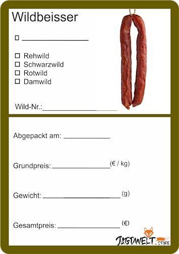 Wildbret Etiketten zur Kennzeichnung von Wildfleisch 6 x 9 cm Wildbeisser (100)