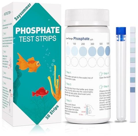 SaySummer Phosphat-Test-Set, 50 Stück, Aquarium-Phosphat-Teststreifen, Aquarium-Wassertest-Set, schnelles und einfaches Testen von Phosphat für Süß- und Salzwasser