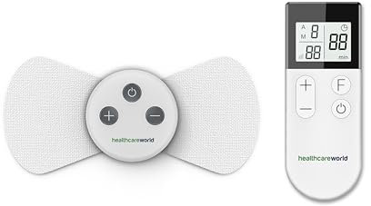 Healthcare World Wireless TENS Machine for Pain Relief – Portable Nerve Muscle Stimulator with 15 Modes & 16 Intensity Levels – Rechargeable TENS Unit 2 Self-Adhesive Pads for Back Neck & Knee Therapy