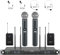 Phenyx Pro Quad Wireless Microphone System w/ 4x40 UHF Channels, Auto Scan, 2 Handheld Dynamic Mics, 2 Bodypacks & Headsets/Lapel Microphones for Singing, DJ, Church (PTU-7000-2H2B)
