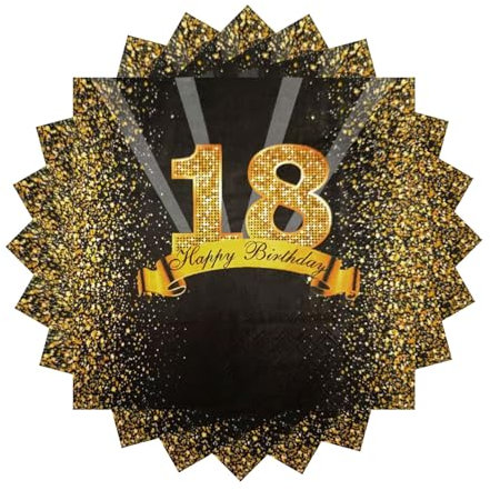 Servietten 18 Geburtstag,36 Stück Happy Birthday Servietten,3-Lagig Servietten Geburtstag 18. Junge Mädchen Tischdeko Geburtstag Papierservietten 33x33cm Geburtstagsservietten Schwarz Gold