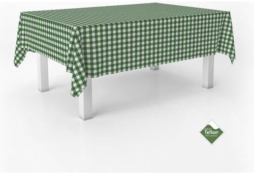 ECOMMERC3 Nappe Anti-Taches Vichy pour Table rectangulaire Taille 240 x 140 cm - Nappe Vichy Toucher Extra Douce et imperméable, Couleur Vert Bouteille