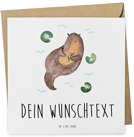 Mr. & Mrs. Panda karte personalisiert Otter Seerose - Personalisierte Geschenke, Karten, Wasser, individuelle grußkarte, Fluss, Seeotter, Postkarte, Lieblingstag, Grußkarten