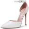 Zhabtuc Talons Hauts, Escarpins D'Orsay pour Femmes Bride à la Cheville Bout Pointu Chaussures de Mariage de Fête, Blanc, 39 EU
